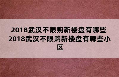 2018武汉不限购新楼盘有哪些 2018武汉不限购新楼盘有哪些小区